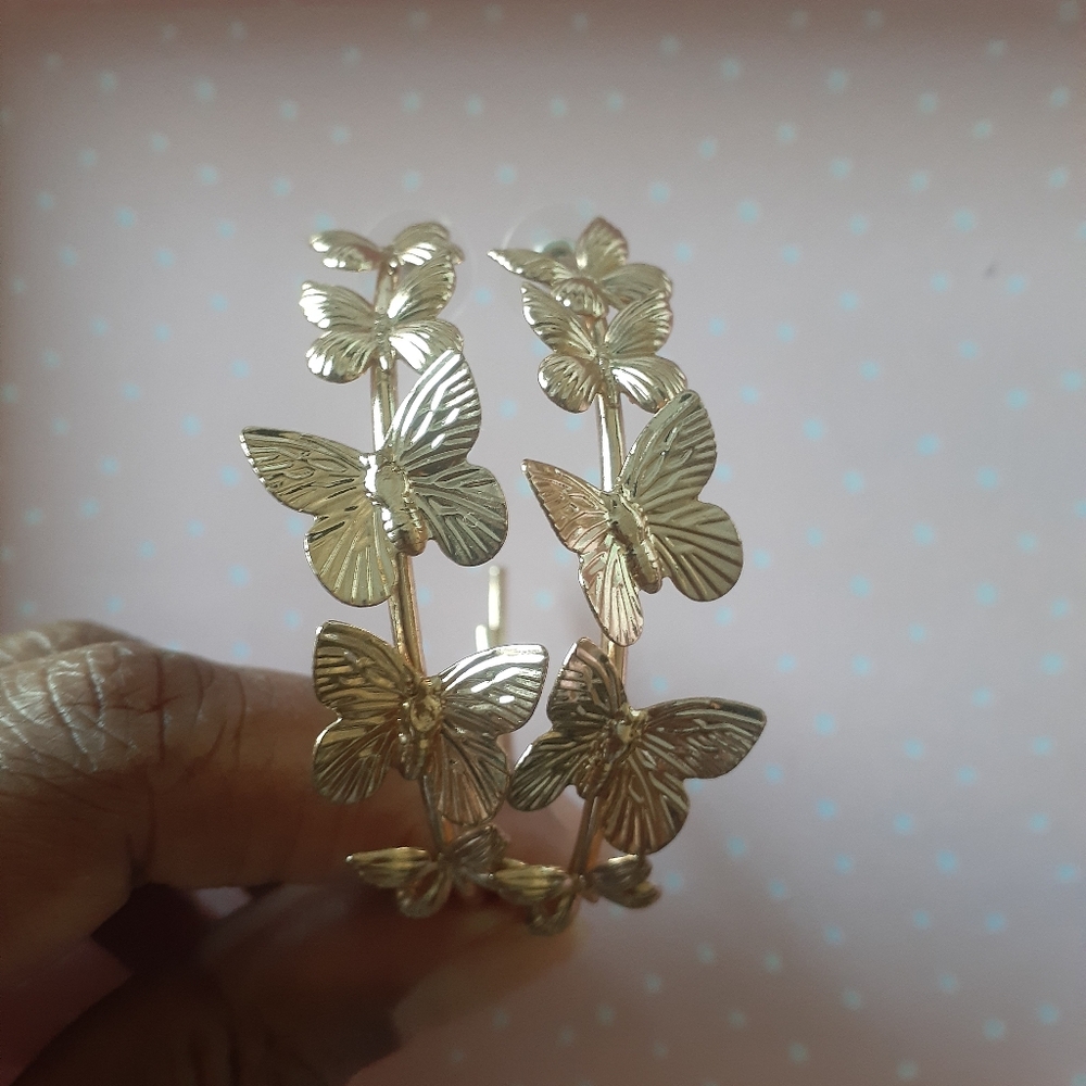 Asos Butterfly Hoop Earrings